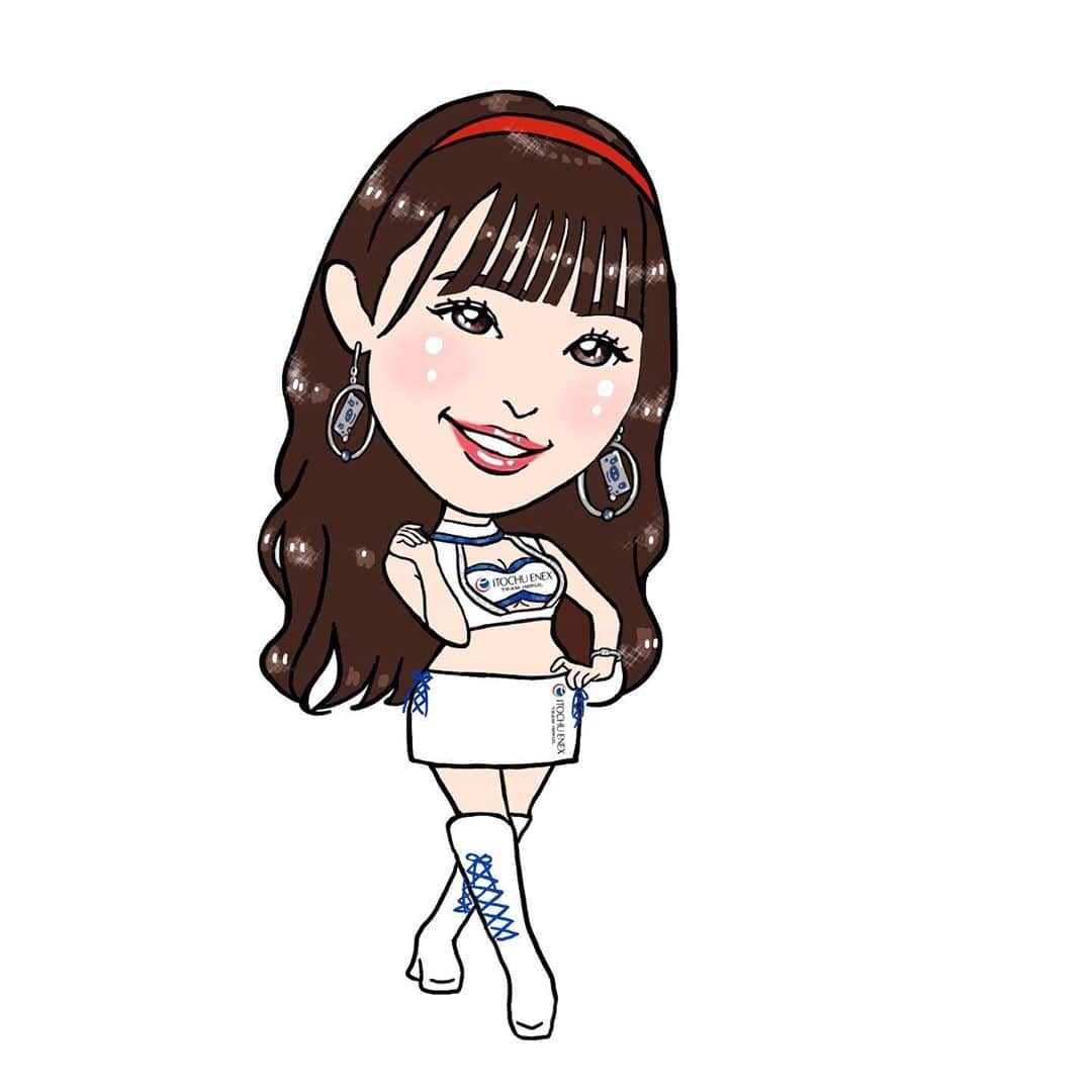 大山美保のインスタグラム：「今年もITOCHU ENEX IMPUL LADYのお二人を描かせていただきました🙇‍♀️✨✨﻿ ﻿ 今年はあのんちゃん、天野ちよちゃん😊❤️﻿ SUPER GTとSUPER FORMULAの﻿ 両カテゴリーを応援してくれるそうです❣️(﹡ˆᴗˆ﹡)✨﻿ ﻿ お二人共、白を貴重としたITOCHUカラーが﻿ 本当によく似合う‼︎﻿ ザ•清楚の塊✨﻿ ﻿ 今年の衣装は斬新なデザインで、﻿ とっても興味深いのです！( ◦⃝⃚⃙⃘⃙⃚⃙⃚⃙⃘⃑д◦⃝⃚⃙⃘⃙⃐ )∕✨✨﻿ 是非実際に見てみたいです((⊂(*°ω°*)⊃))❣️﻿ サーキットで話題になること間違いなし❤️﻿ ﻿ 早く従来の活気のあるサーキットで﻿ 華を添えてくれる日を心待ちにしています😊🙏 ﻿ ﻿ #ITOCHU ENEX IMPUL LADY﻿ #レースクイーン﻿ #似顔絵﻿ #イラスト﻿ #sformura﻿ #sf﻿ #sgt﻿ #gt」
