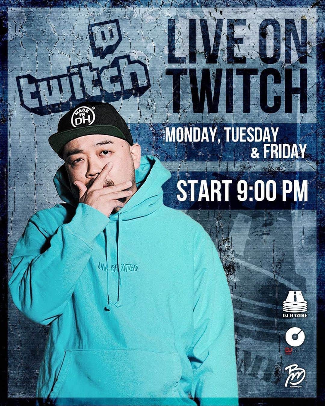のインスタグラム：「8/31/2020(Mon) 本日も21:00時〜 Twitch で DJプレイ配信します👊(55回目) Twitchは音質画質共に本当に良いので この機会に是非ご登録を！ 投げ銭ビッツ、サブスク登録大歓迎です🙏 プロフィールのリンクからいけます☝️ お時間のある方は是非✌️ #Twitch  #djhazime #Twitchフォローヨロシクです #ツイッチ　 #BeePMmgmt」