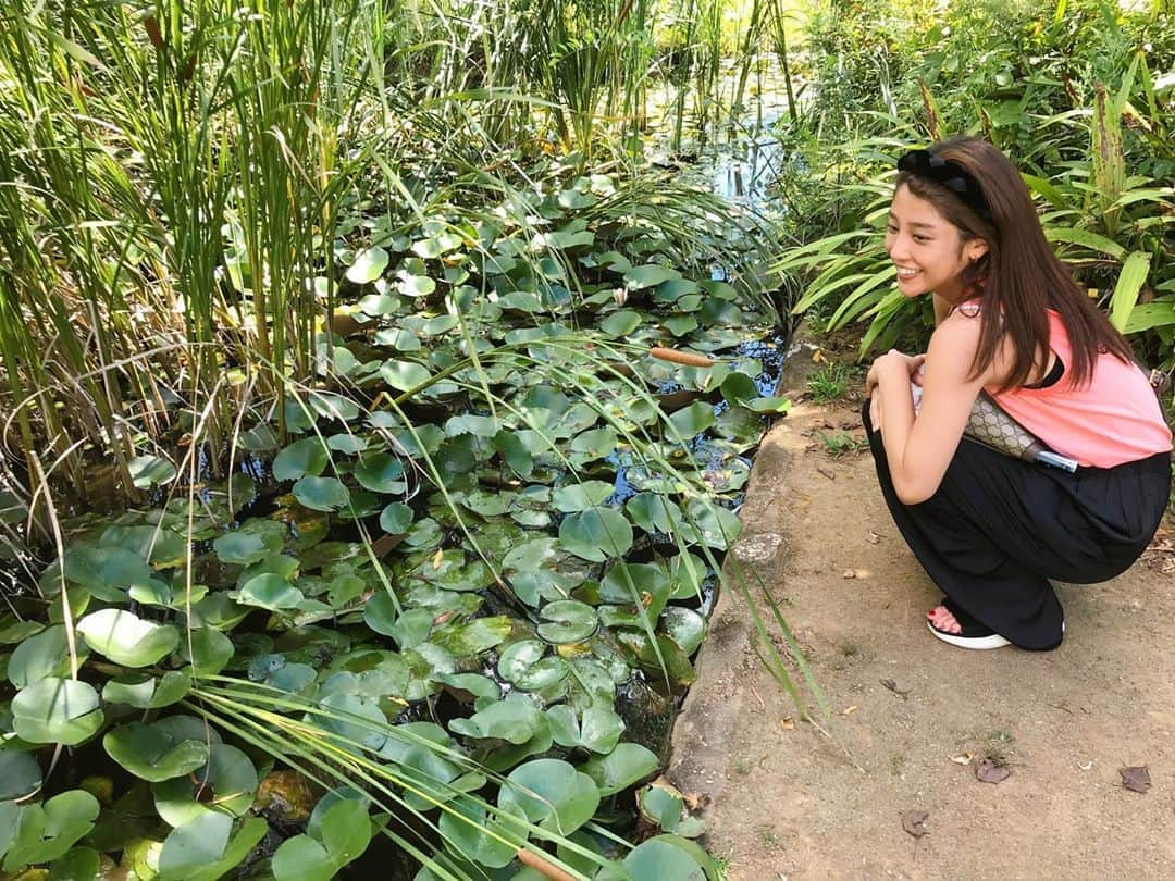 岡副麻希さんのインスタグラム写真 - (岡副麻希Instagram)「.﻿ 公園でパワー注入🌿🌈🌻☀️﻿ ﻿ この茶色のかたまりさんは、﻿ 昆虫がでてくるかと思ったのですが﻿ どうやらガマというお花でした💐﻿ 花言葉を調べると、素直、慈愛、、、などなど﻿。 すてき！💗﻿ ﻿ #久しぶりのお散歩#🤤 #ガマ #花言葉 #サラッと言えるひとになりたい﻿#😝 #マスクとハンカチを握りすぎ笑﻿ #2020夏 ﻿ カチューシャは先日投稿した﻿ #alexandredeparis です🦋💕﻿ ﻿」8月31日 19時18分 - maki_okazoe_official