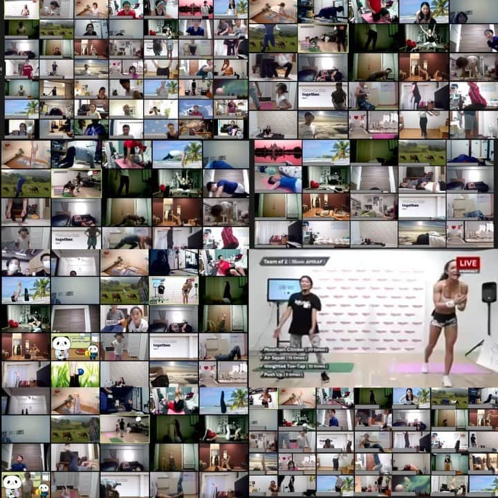 のインスタグラム：「リモートイベント ＠Rakuten 500人近くの方々にお集まり頂きありがとうございました😍❤️ リモートとはいえ、楽しい時間を皆さんとシェア出来て最高なひと時でした‼︎‼︎⭐️ こんな形でみんなといっぱい会いたい‼️‼️ #待っていても何も始まらない #この新しい時代の幕開けに対応していかなくちゃ #そんな変化に対応出来る者こそ強い #今までと同じじゃダメなの #運動で運を動かしていこう」