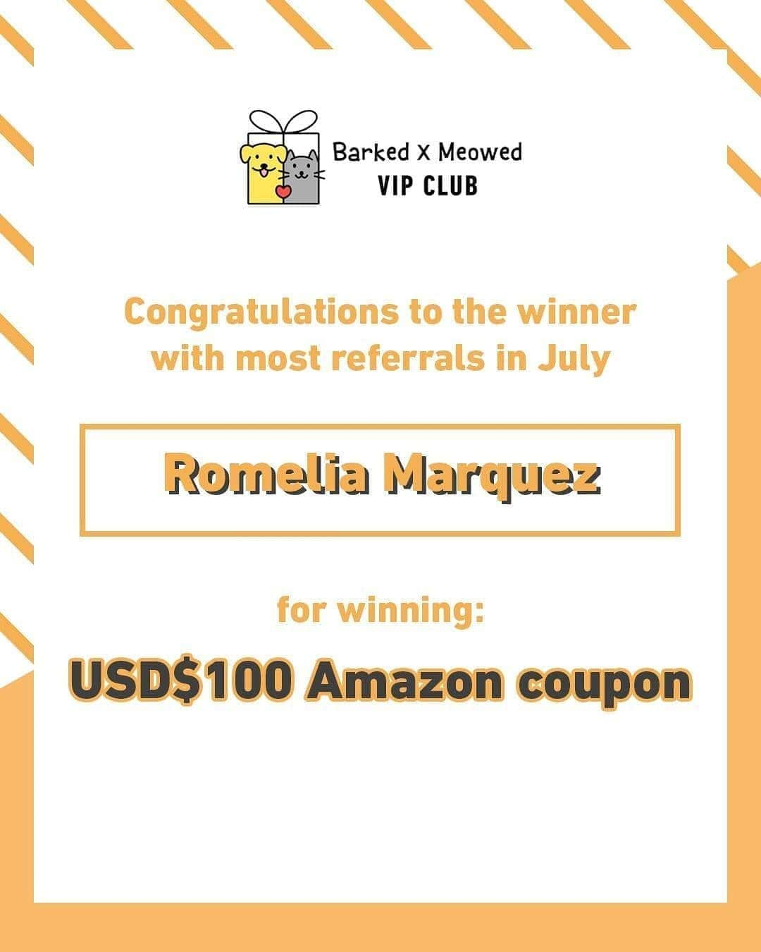 Aww Clubさんのインスタグラム写真 - (Aww ClubInstagram)「Congratulations to Remco Hoogteijling and Uros Filipovic for winning the Barked X Meowed VIP Club May and July new member rewards - USD$100 Amazon coupon! Thank you Romelia Marquez for referring the most new members in July and you win a USD$100 Amazon coupon too! . 🎁Tap the link in bio to join the “Barked X Meowed VIP Club” for FREE now! . Monthly rewards are waiting for you and you might be the next one to win USD$100! 🤩 Refer your friends to join for a chance to win an extra $100 Amazon Gift Card!  #meowed #barkedmeowedvip #membership #rewards #joinnow」8月31日 21時47分 - meowed