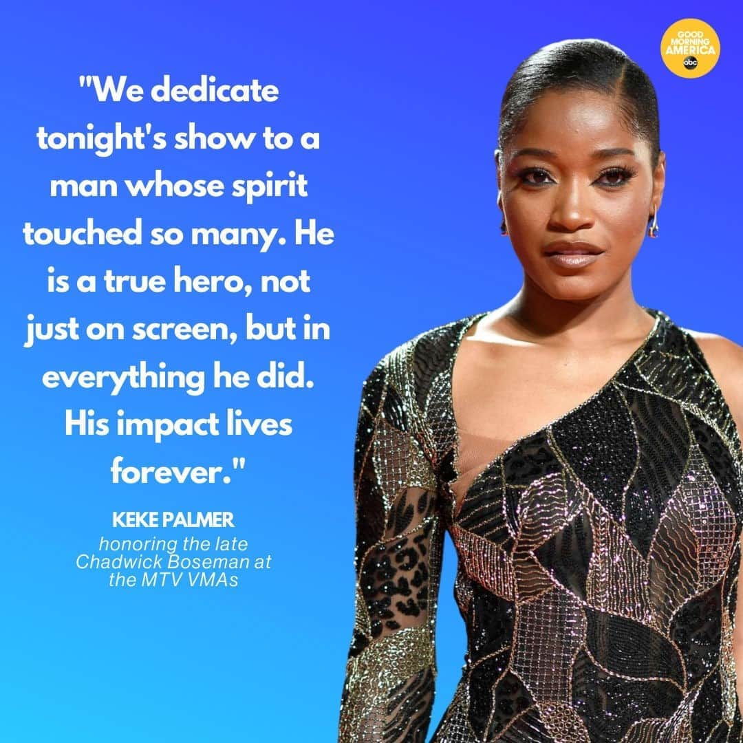 Good Morning Americaさんのインスタグラム写真 - (Good Morning AmericaInstagram)「ICYMI: Host #KekePalmer gave a moving tribute to late "Black Panther" star #ChadwickBoseman at the #VMAs. Link in bio to see full highlights from the big night. ❤️」9月1日 0時15分 - goodmorningamerica