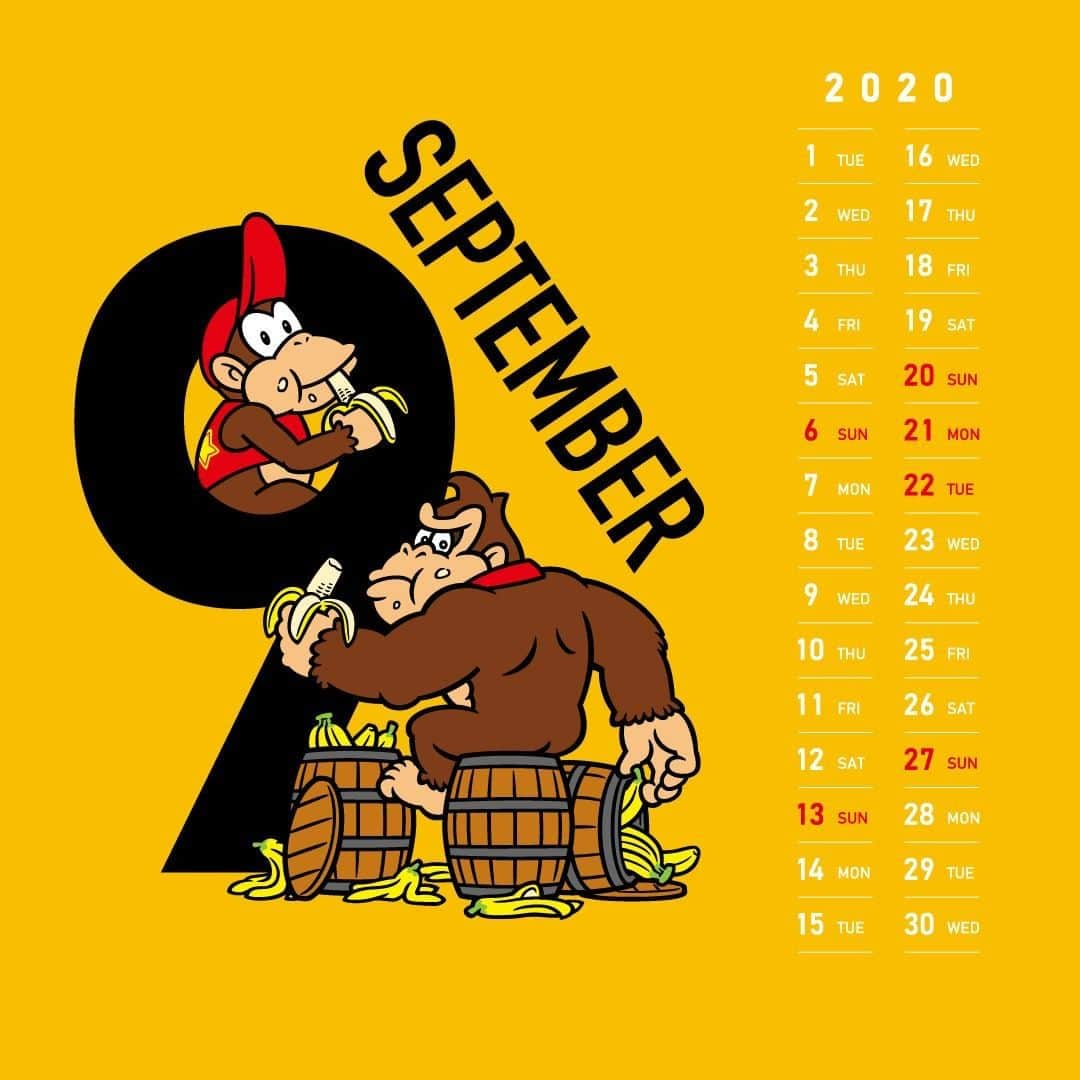 任天堂さんのインスタグラム写真 - (任天堂Instagram)「#2020年 #9月のカレンダー #ドンキーコング #DONKEYKONG #September #calendar」9月1日 11時52分 - nintendo_jp