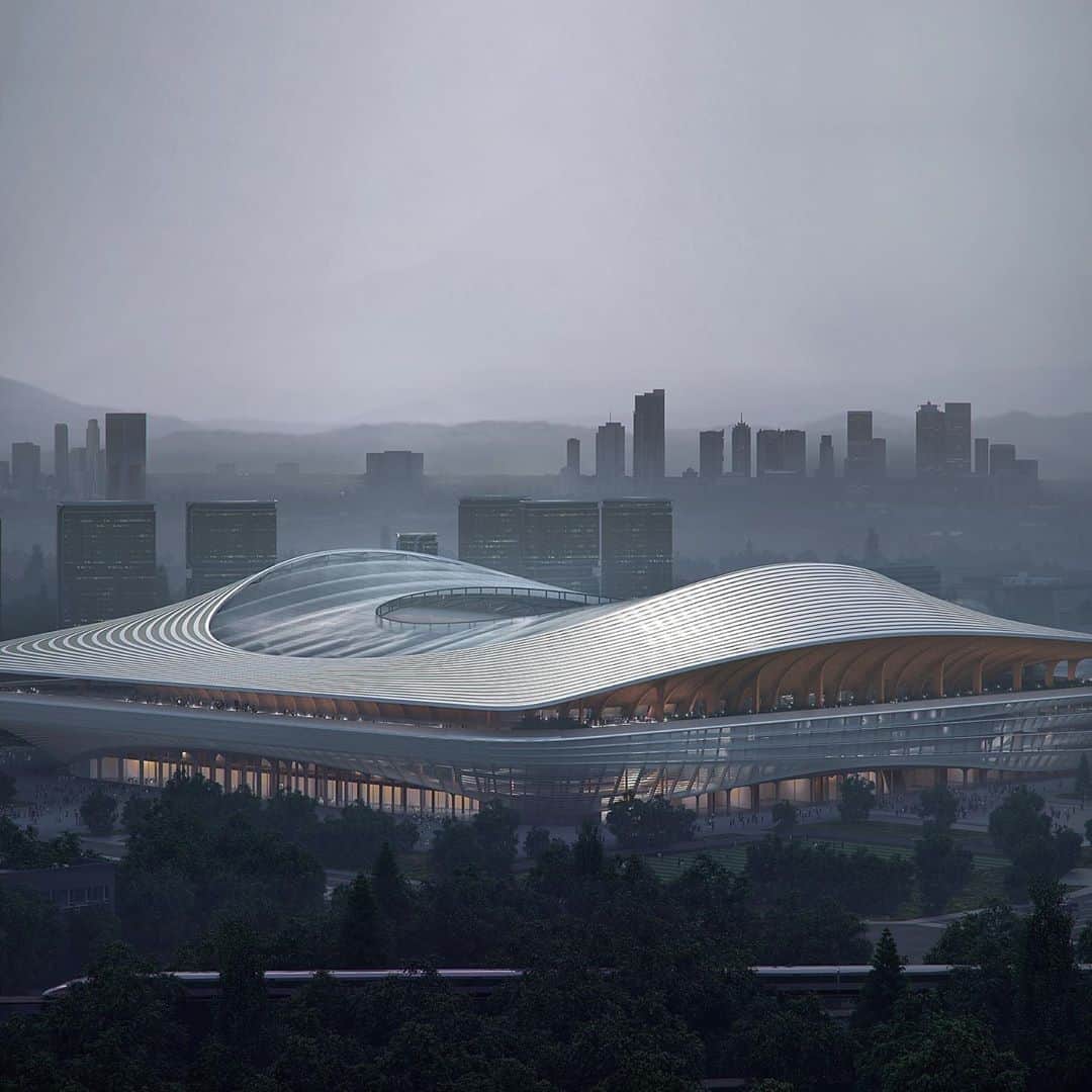 HYPEBEASTさんのインスタグラム写真 - (HYPEBEASTInstagram)「#hypelife: @zahahadidarchitects has revealed its forthcoming International Football Centre in Xi’an’s Fengdong New District in China. The wavy structure has been intelligently designed with a layered structure that plays into the surrounding urban environment. While open facades and nearby outdoor seating invite pre-game recreation and frame the snaking structure among the surrounding cityscape and Qinling Mountains. Head to the link in our bio to learn more details.⁠⠀ Photo: Zaha Hadid Architects」9月1日 11時08分 - hypebeast