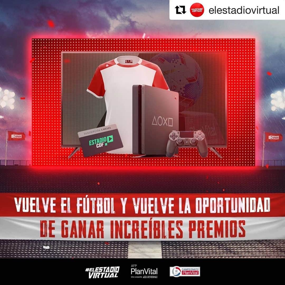 サッカー チリ代表チームさんのインスタグラム写真 - (サッカー チリ代表チームInstagram)「#Repost @elestadiovirtual with @get_repost ・・・ ¡Representar a tu equipo en la transmisión oficial, camisetas de tu club, Estadio CDF, consolas PlayStation, Smar TVs y muchas sorpresas más, podrás ganar en #ElEstadioVirtual!  Sólo debes subir una foto en modo público alentando a tu equipo con el HT #ElEstadioVirtual, o puedes hacerlo inscribiéndote en www.elestadiovirtual.cl」9月1日 11時17分 - campeonatochi