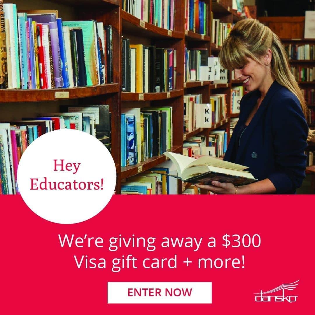 ダンスコのインスタグラム：「Enter our Educator’s Giveaway for a chance to win a $300 Visa gift card and a pair of Dansko shoes! More info at the link in the bio.」