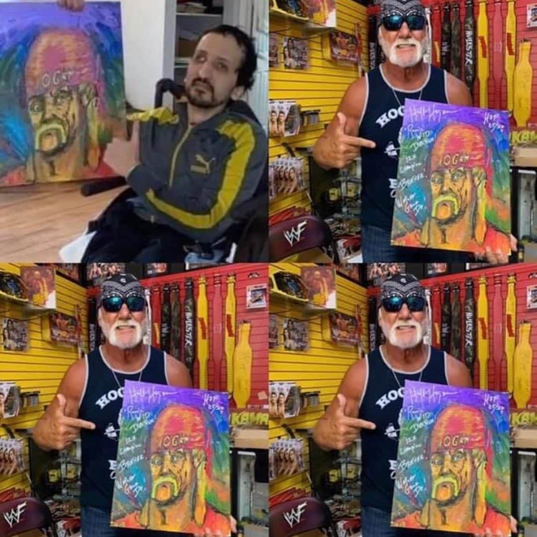 ハルク・ホーガンのインスタグラム：「Thankyou so much @jasisart for allowing us to auction off this work of art and for being such a strong Hulkamaniac 💪and “Congratulations & Thankyou” to @furyfoto for being the highest bidder, 100% of the proceeds go to him.」