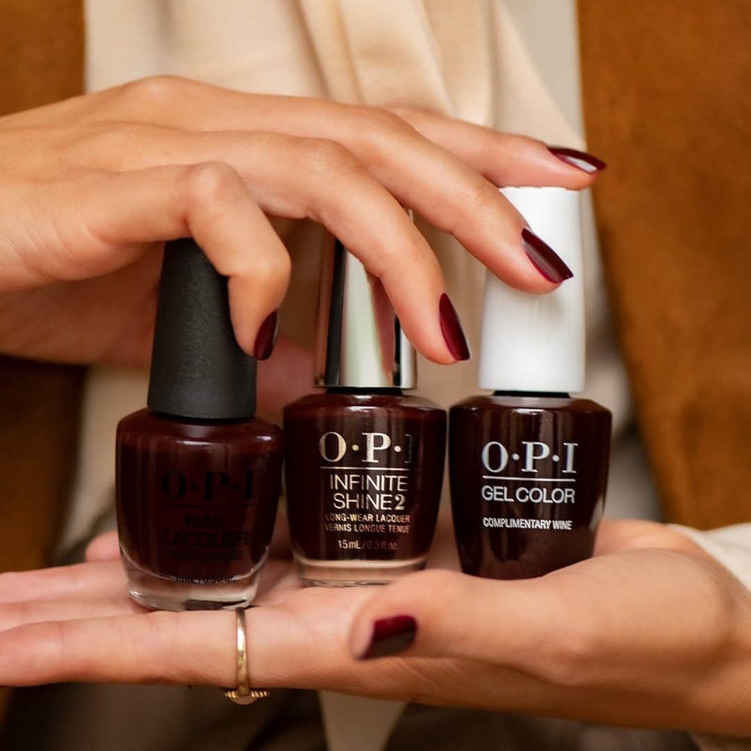 OPIさんのインスタグラム写真 - (OPIInstagram)「#ComplimentaryWine available in #OPINailLacquer, OPIInfiniteShine and #OPIGelColor? 🍷 Wine not!   #ColorIsTheAnswer #OPIMuseOfMilan #RedNails #BurgundyNails #BoldNails #FallNails #FallFashionTrends #Fall2020Trends #FallMani #OPIObsessed #ManiMantra #PutYourManiInTheAir」9月1日 6時45分 - opi