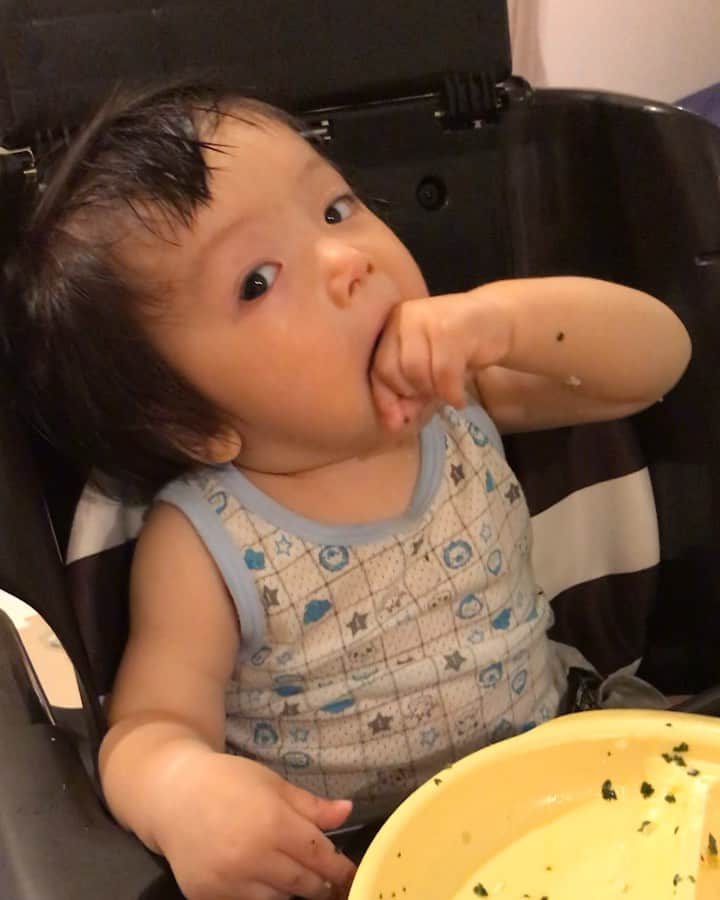 真央のインスタグラム：「モリモリ、残さず食べるよ💪🏻 お皿まで舐めちゃうよ。  素敵なチャレンジをみつけた！ #食品ロスゼロアクション #ゼロハンガー2020 #国連wfp  投稿とハッシュタグで 途上国の子供たちに1投稿120円、4人分の給食費を寄付ができるんだって！！！！！  食材を捨てちゃうことは本当にいや。 もったいないの極み。 必要な量を必要なだけ。 そして腐らせない保存こそ発酵食品で先人の知恵だなぁと思う。  全ての子どもたちがお腹いっぱい夢いっぱいになる世の中になりますように🙏🏻 . . #息子#生後10ヶ月 #男の子ママ#男の子ベビー#赤ちゃんのいる生活 #日々#暮らし#食べること#生きること#フードロス #エシカルライフ #エシカル消費#発酵食品 #発酵ライフ」