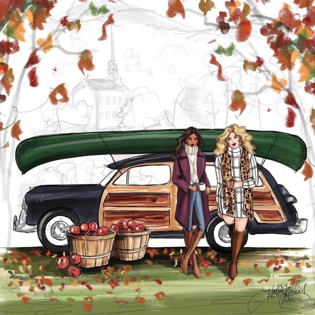 Holly Nicholsさんのインスタグラム写真 - (Holly NicholsInstagram)「Hello, September! Welcoming a new month, and inching towards the most beautiful season here in New England. A friendly reminder to my fellow Massachusetts friends, get out and VOTE today! #newengland #autumn #september #digitalillustration #copics」9月1日 19時22分 - hnicholsillustration