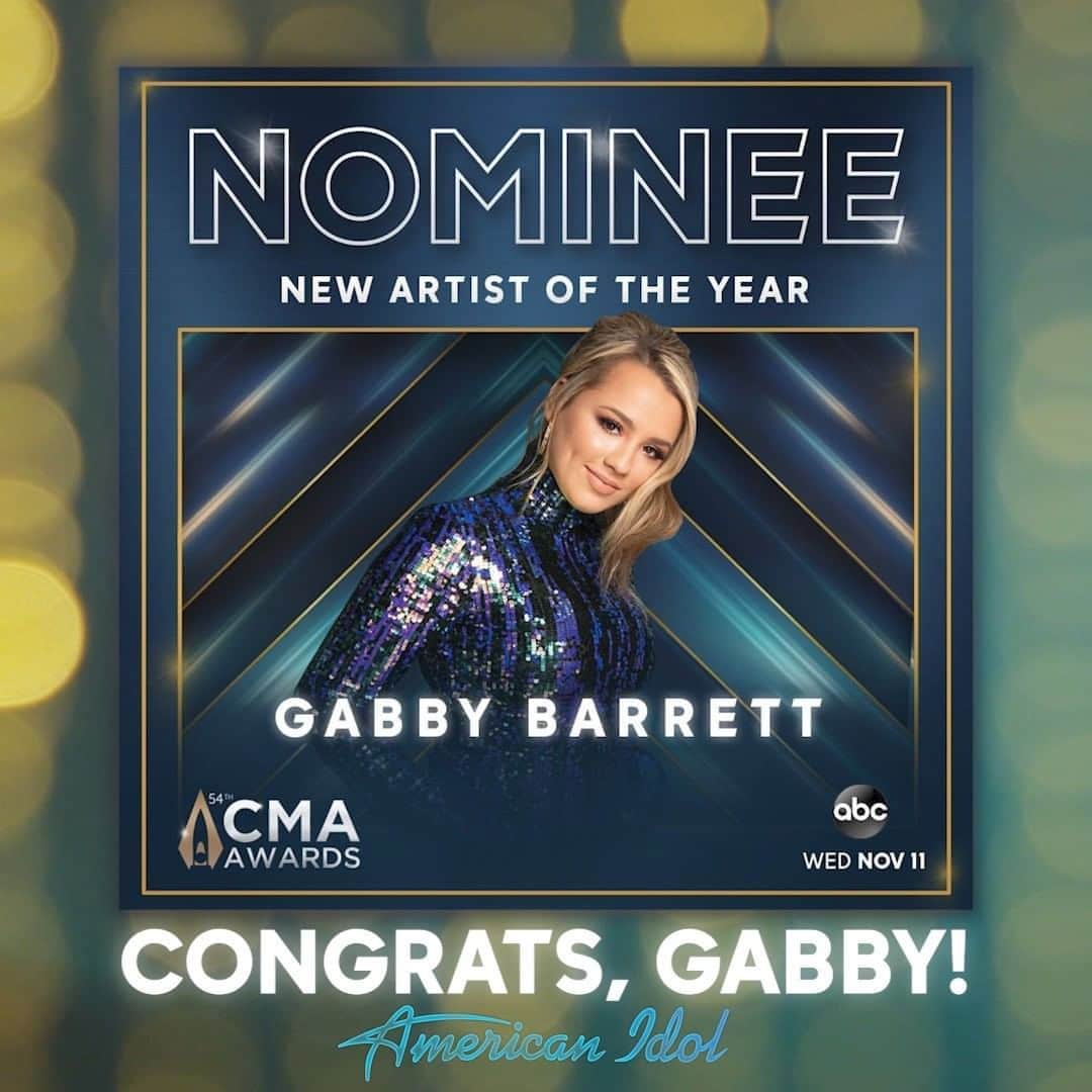 American Idolさんのインスタグラム写真 - (American IdolInstagram)「TWO #CMAawards nominations for @gabbybarrett_! 🌟🌟 We are SO thrilled for our former Idol finalist/current #Goldmine girl! 🎤✨  Gabby's success is proof that you don't need to WIN #AmericanIdol to become #TheNextIdol. If you think you've got what it takes, online auditions for next season are still open -- sign up now at AmericanIdol.com/Auditions! 💙」9月2日 5時47分 - americanidol