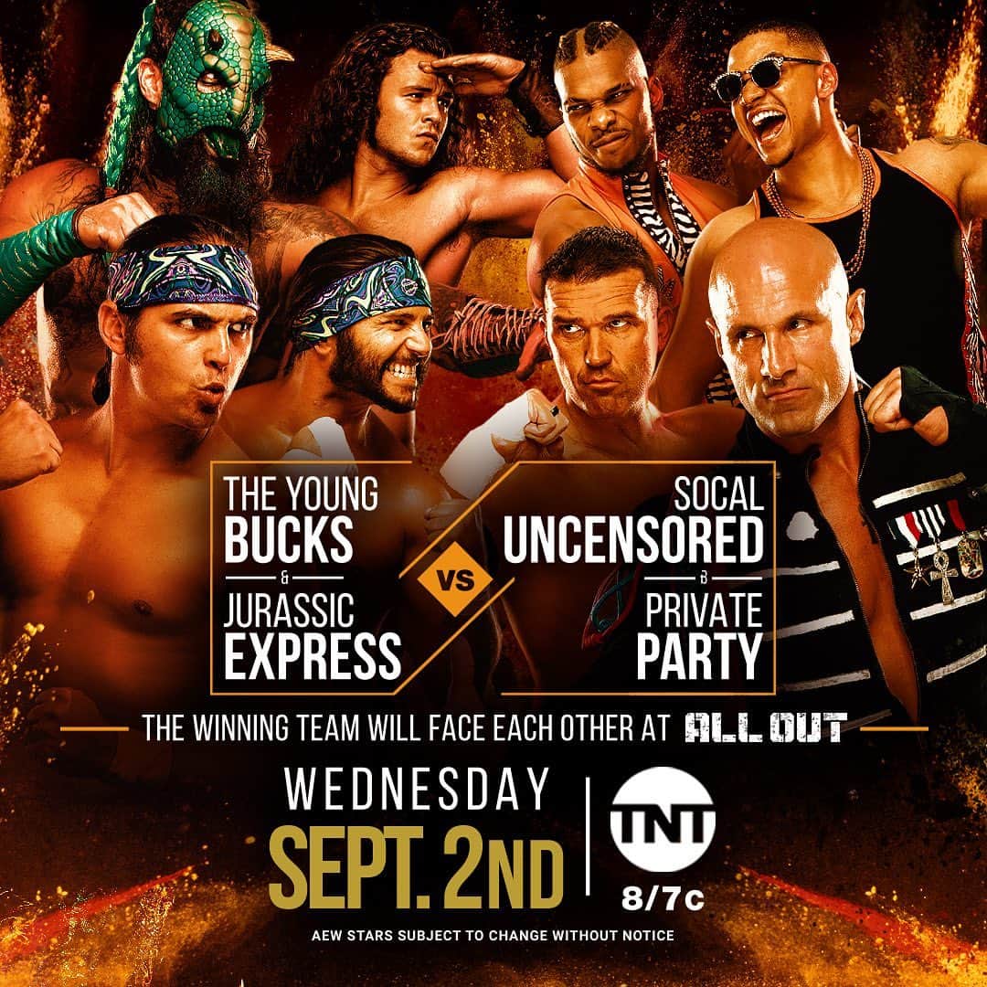 ニック・ジャクソンのインスタグラム：「Dynamite is on Wednesday night this week! Huge episode tomorrow which is the last one till the All Out PPV Saturday night!」
