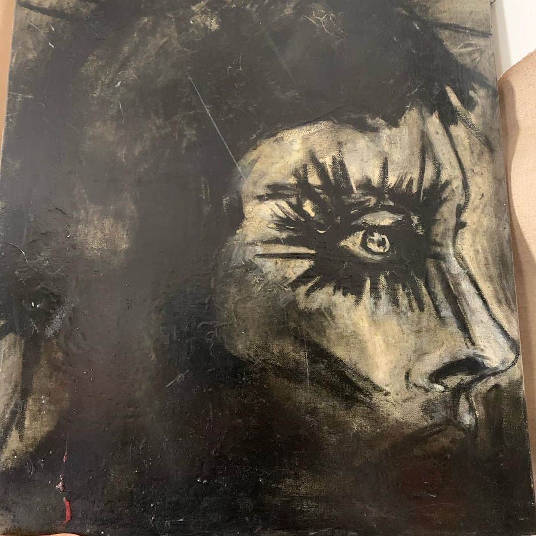 JULIEN D'YSさんのインスタグラム写真 - (JULIEN D'YSInstagram)「Linda by me #oilpainting #canvers 🖤👁 @lindaevangelista 😍🖤#September1.2020 @juliendys 🖤🩸」9月2日 0時49分 - juliendys