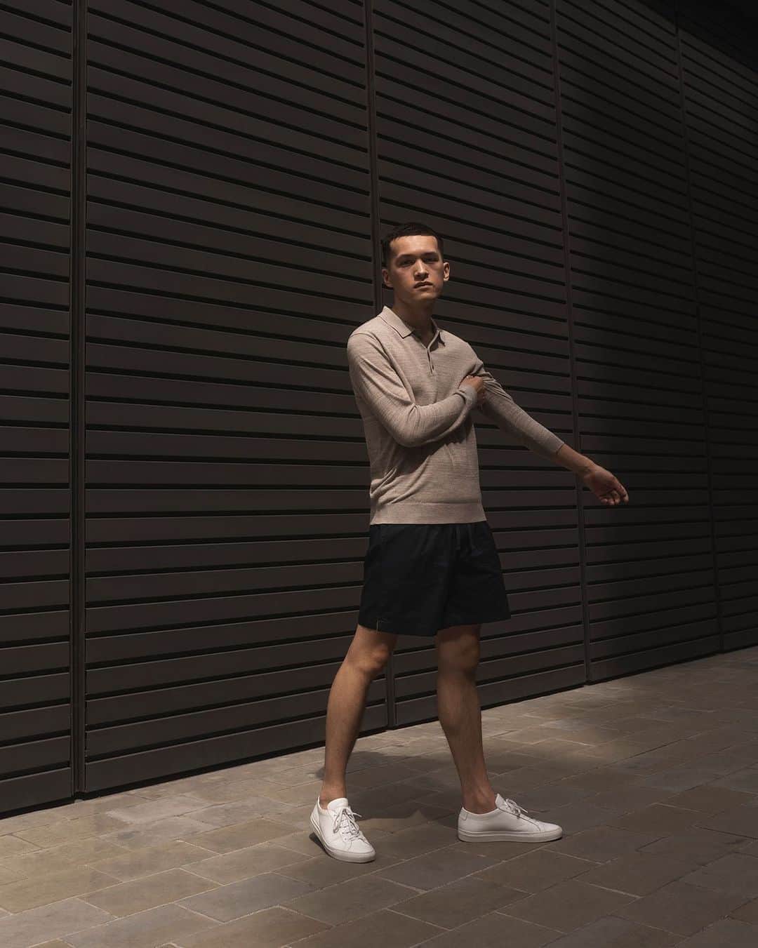 Club Monacoのインスタグラム：「@jordanbunker shows us how to easily transition our summer shorts with the use of a light weight knit.」