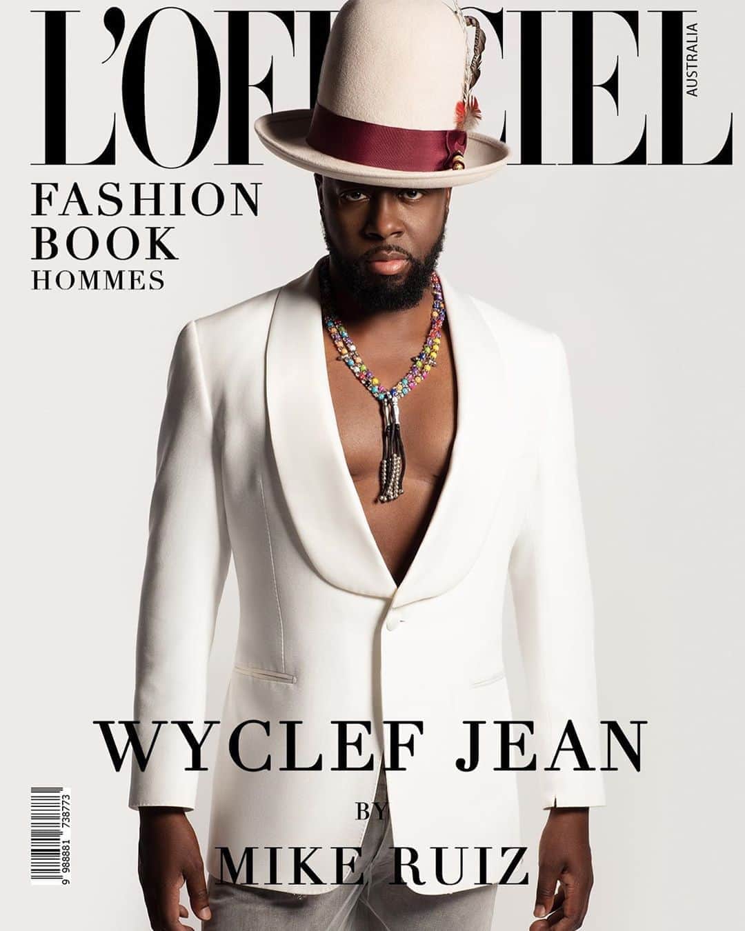 ワイクリフ・ジョンのインスタグラム：「Some days they make me clean up and maybe even wear shoes!  Thank you to @lofficielau for inviting me onto their cover.   Photographer: Mike Ruiz @mikeruizone Artist: Wyclef Jean @wyclefjean Stylist: Steven Lassalle @stylebylassalle Grooming: Jacquline Cicada @jacquelinecreates Interview / Editor-in-Chief: Dimitri Vorontsov @dimitrivorontsov Location: New York, USA」