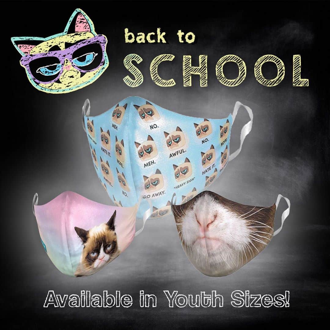 Grumpy Catさんのインスタグラム写真 - (Grumpy CatInstagram)「Be the grumpiest one in school with Grumpy Cat Face Coverings. Available in youth sizes! https://grumpy.cat/FaceCoverings (swipe up in Grumpy’s story to purchase!)」9月2日 2時30分 - realgrumpycat