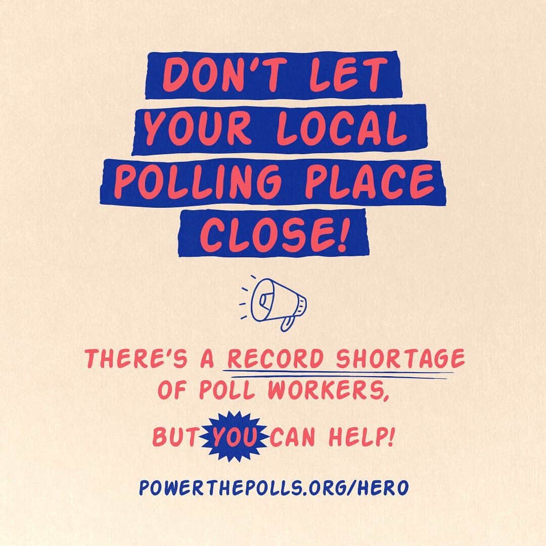 パトリック・J・アダムスのインスタグラム：「SAVE YOUR LOCAL POLLING PLACE. Sign up to be a poll worker ➡️ powerthepolls.org/hero  Please spread the word that we're facing a national poll worker shortage in 2020, and if we don't recruit more people, many polling locations will close!  If you're over 16, you can be a poll worker in most states, so please help reach the goal of signing up 250,000 poll workers! #PollHero」
