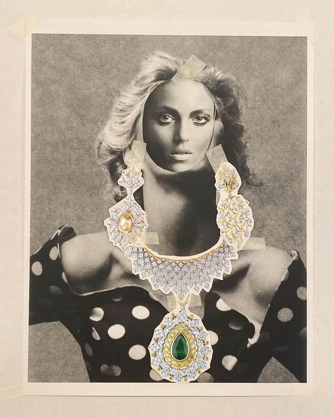 アニヤ・ルービックのインスタグラム：「#RepostPlus @inezandvinoodh - - - - - - Our Fashion Plates with high jewelry for @vogueparis out now! All our Lockdown collage dreams coming true! Here’s @anja_rubik with @buccellatimilan gems! Merci @bijoux_marie @makroop ❤️Kisses iv」