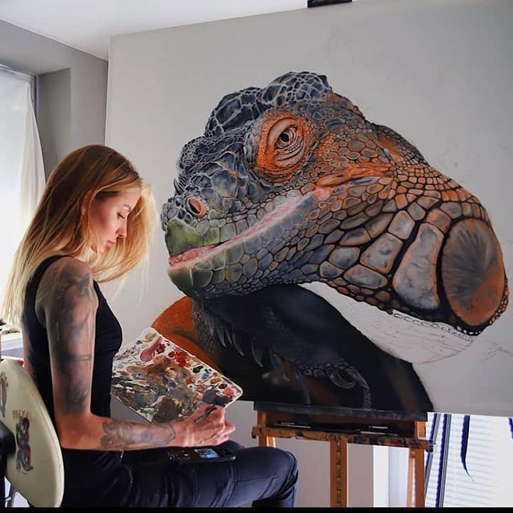 Art Collective Magazineさんのインスタグラム写真 - (Art Collective MagazineInstagram)「Wow check out this amazing work in progress by @art_of_katb 💥 #oils #iquana #artnerdsupport #artnerd #artcollective #lizard #reptiles」9月2日 7時36分 - art_collective