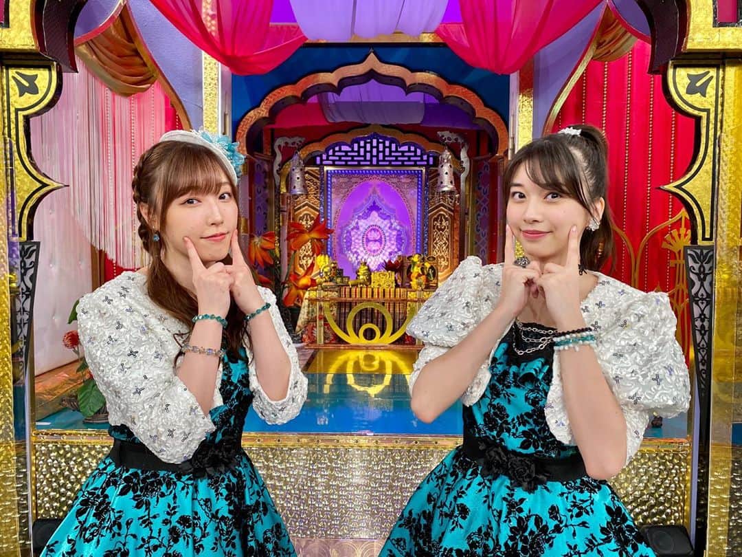 のインスタグラム：「. ／ 牧野真莉愛 さん 譜久村聖 さん サプライズ登場！ ＼  女性タレント写真集売上ランキング1位にもなった牧野真莉愛さんと、 #モーニング娘 9代目リーダー譜久村聖さんが、ゲストに内緒でスタジオに登場♪ 今夜9時！  #市川紗椰 #犬山紙子 #小川紗良 #牧野真莉愛 #譜久村聖  #モーニング娘 #ハロプロ #後藤輝基 #SHELLY #指原莉乃 #今夜くらべてみました」