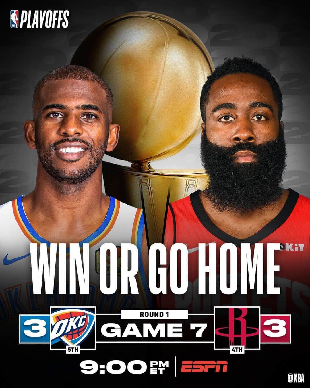 NBAさんのインスタグラム写真 - (NBAInstagram)「🍿 GAME 7 on ESPN! 🍿  Will the @okcthunder or @houstonrockets advance?」9月2日 23時41分 - nba