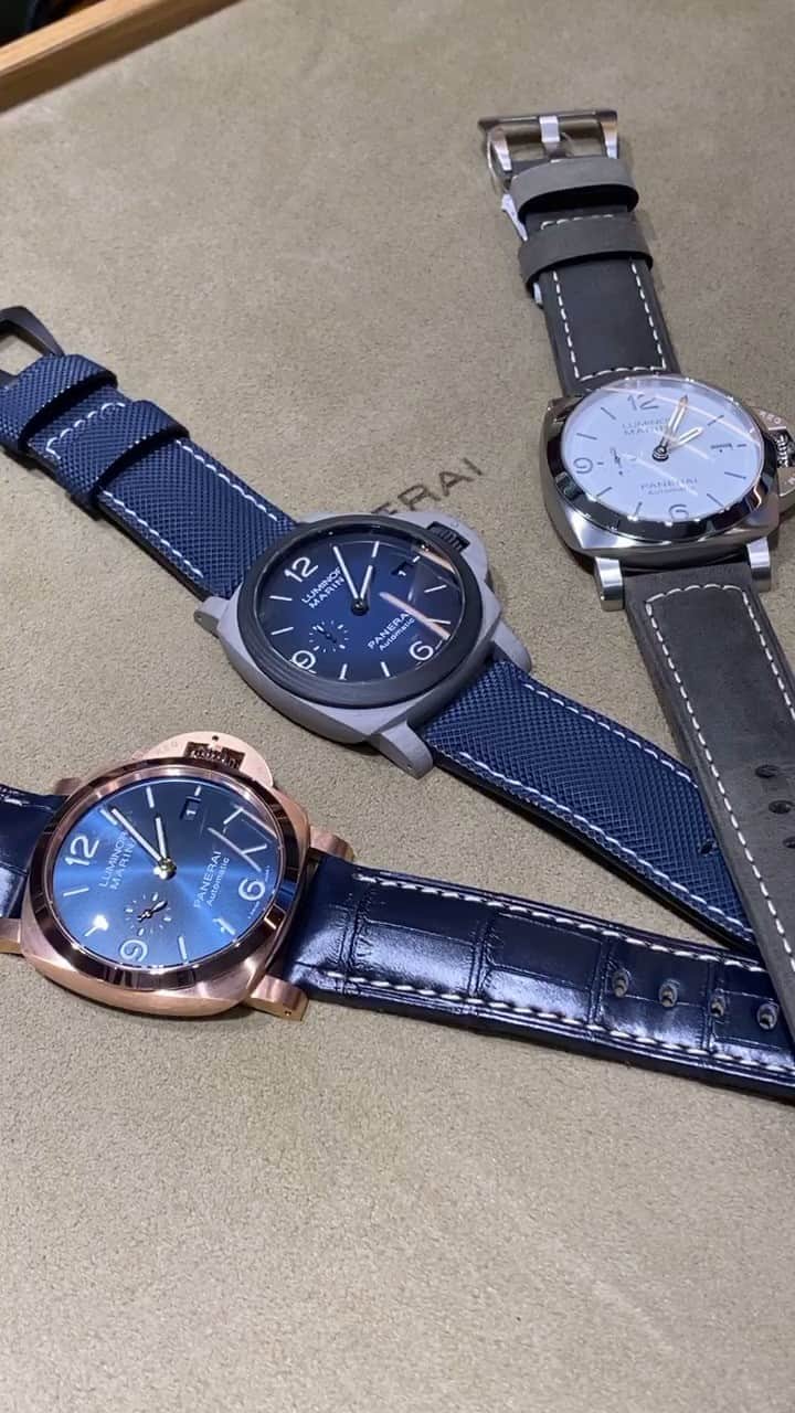 パネライのインスタグラム：「In case you missed it this was a quick sit down with Esteban at the Houston Panerai Boutique to showcase 6 of the new watches that are part of the 2020 Year of the Luminor collection. The 6 include the innovative PAM1663 Fibratech, Goldtech with Blue dial and the first ever White Sandwich Dial Luminor, and more.  Which one is your favorite out of the 6?」