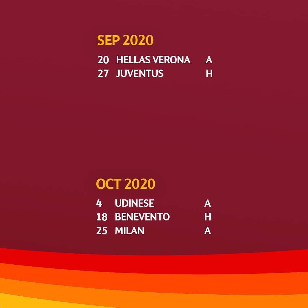 ASローマさんのインスタグラム写真 - (ASローマInstagram)「📅⏪ Swipe to see the full #ASRoma fixture list for the 2020-21 @seriea season! 🐺」9月2日 21時05分 - officialasroma