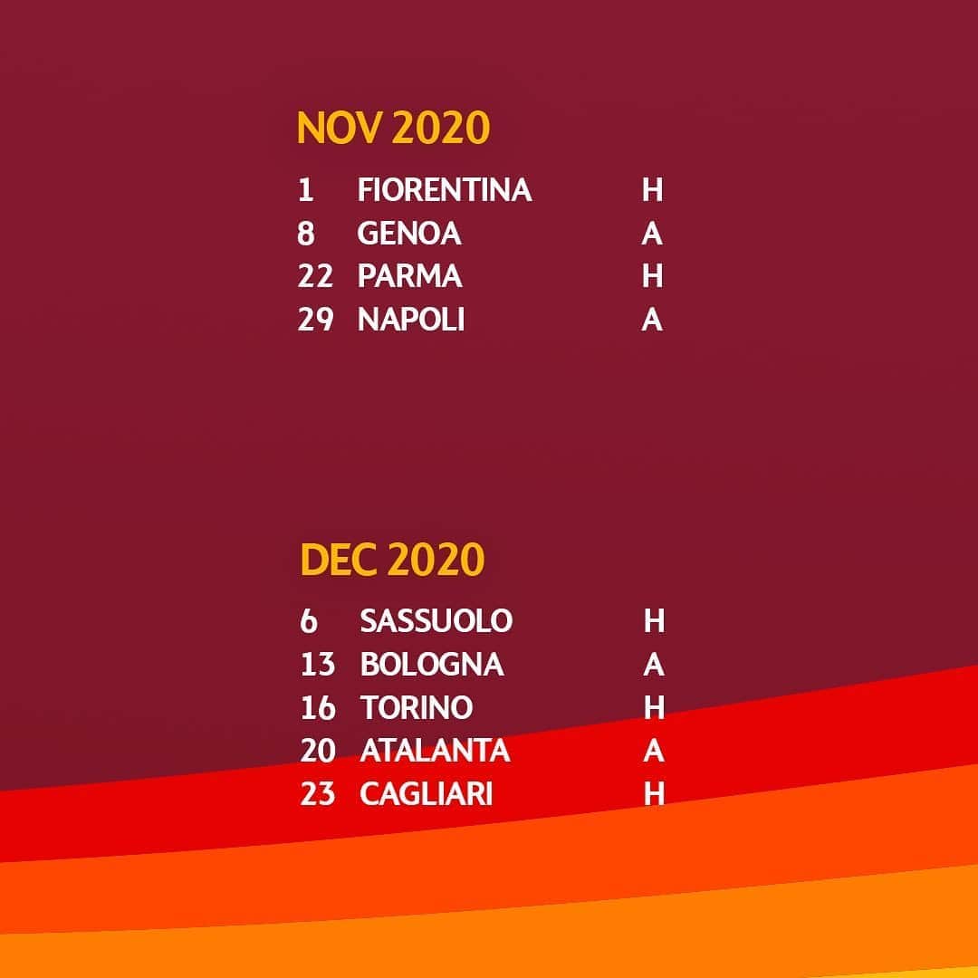 ASローマさんのインスタグラム写真 - (ASローマInstagram)「📅⏪ Swipe to see the full #ASRoma fixture list for the 2020-21 @seriea season! 🐺」9月2日 21時05分 - officialasroma