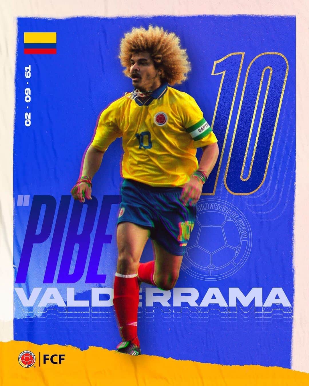 サッカー コロンビア代表チームのインスタグラム：「El @pibevalderramap está de cumpleaños 🎂  Nuestro histórico 10 cumple 5⃣9⃣ años y todo el país lo celebra 🇨🇴🥳  Gracias por llenar de talento nuestro fútbol y poner el nombre Colombia en lo más alto.   ¡Que sean muchos más años llenos de magia 🧙 🔥!」