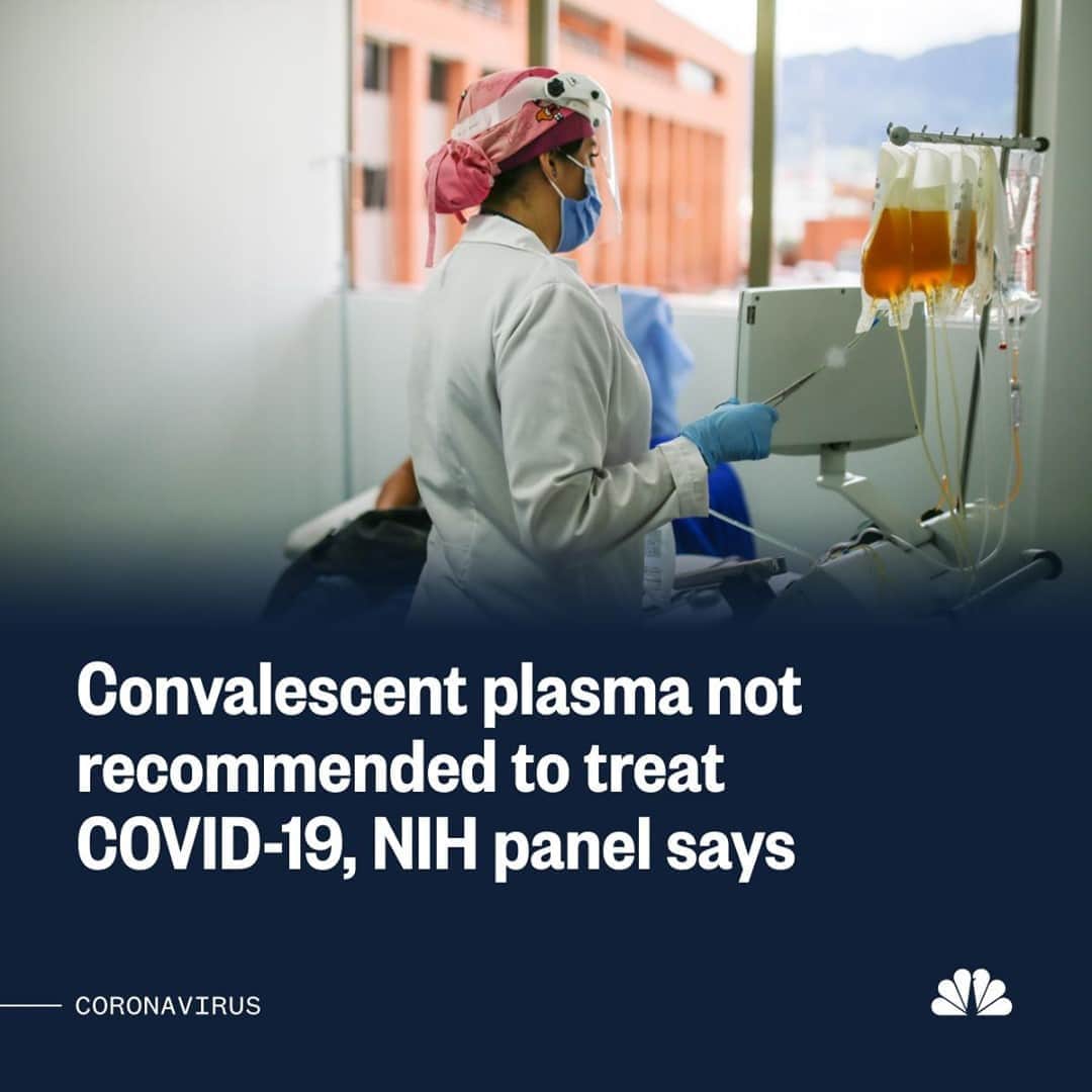 NBC Newsさんのインスタグラム写真 - (NBC NewsInstagram)「There is no solid evidence for or against recommending convalescent plasma to treat patients hospitalized with COVID-19, a government panel said Tuesday, less than 10 days after the FDA authorized emergency use of the treatment. Tap the link in our bio to read more.⁠ ⁠ 📷 Juancho Torres / Anadolu Agency / @gettyimages」9月2日 22時30分 - nbcnews