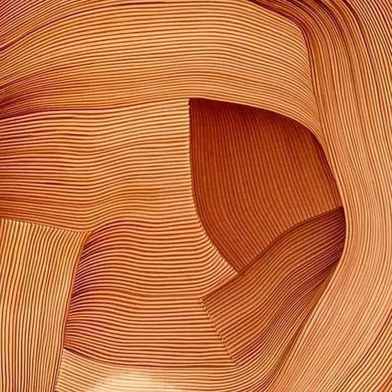 のインスタグラム：「The incredible texture created by the use of line work in Ronan Bouroullec’s work makes us think of layers of silk fabric. His use of color is gorgeous. Midweek inspiration. @ronanbouroullec  #jporganic #organicbyjohnpatrick #ronanbouroullec #markeronpaper #linedrawings #colorinspiration」