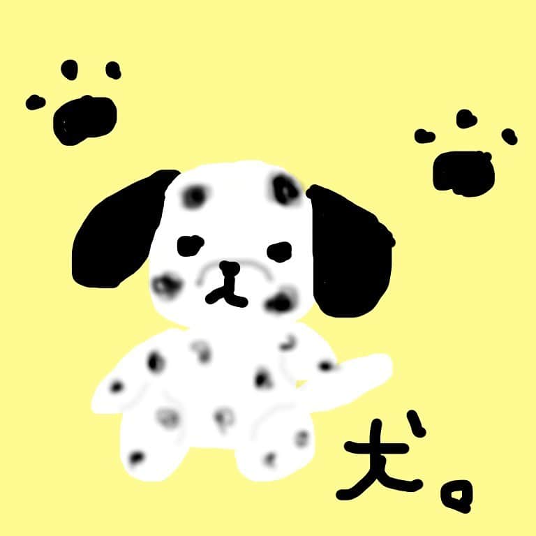 知念紗耶のインスタグラム：「『犬。』 #指絵　#時間かかる💦　#ダルメシアン」