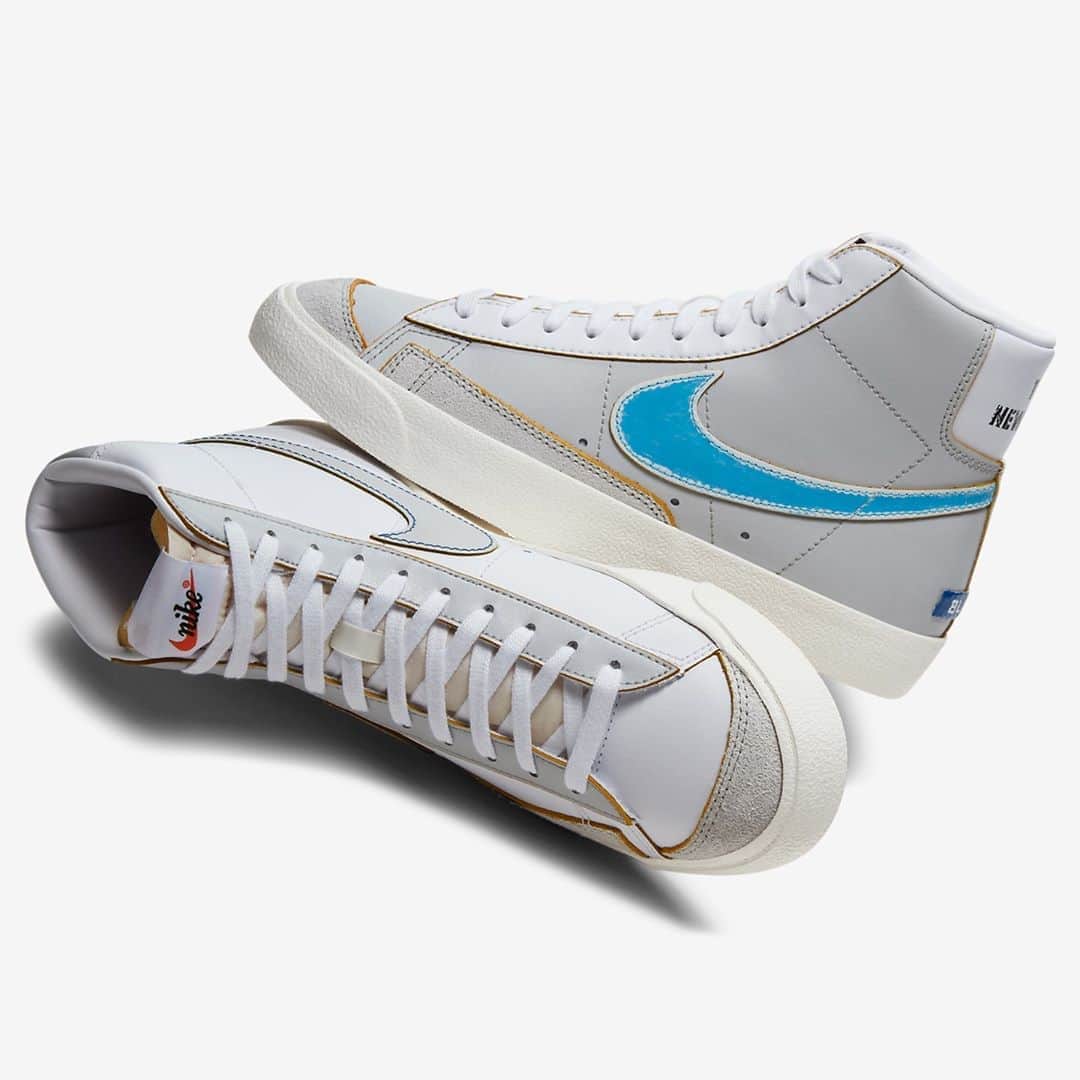 Sneaker Newsさんのインスタグラム写真 - (Sneaker NewsInstagram)「The "wear-away" trend persists as this quirky Nike Blazer Mid hides a blue layer beneath the grey Swoosh. For a closer look, tap the link in our bio.」9月3日 9時01分 - sneakernews