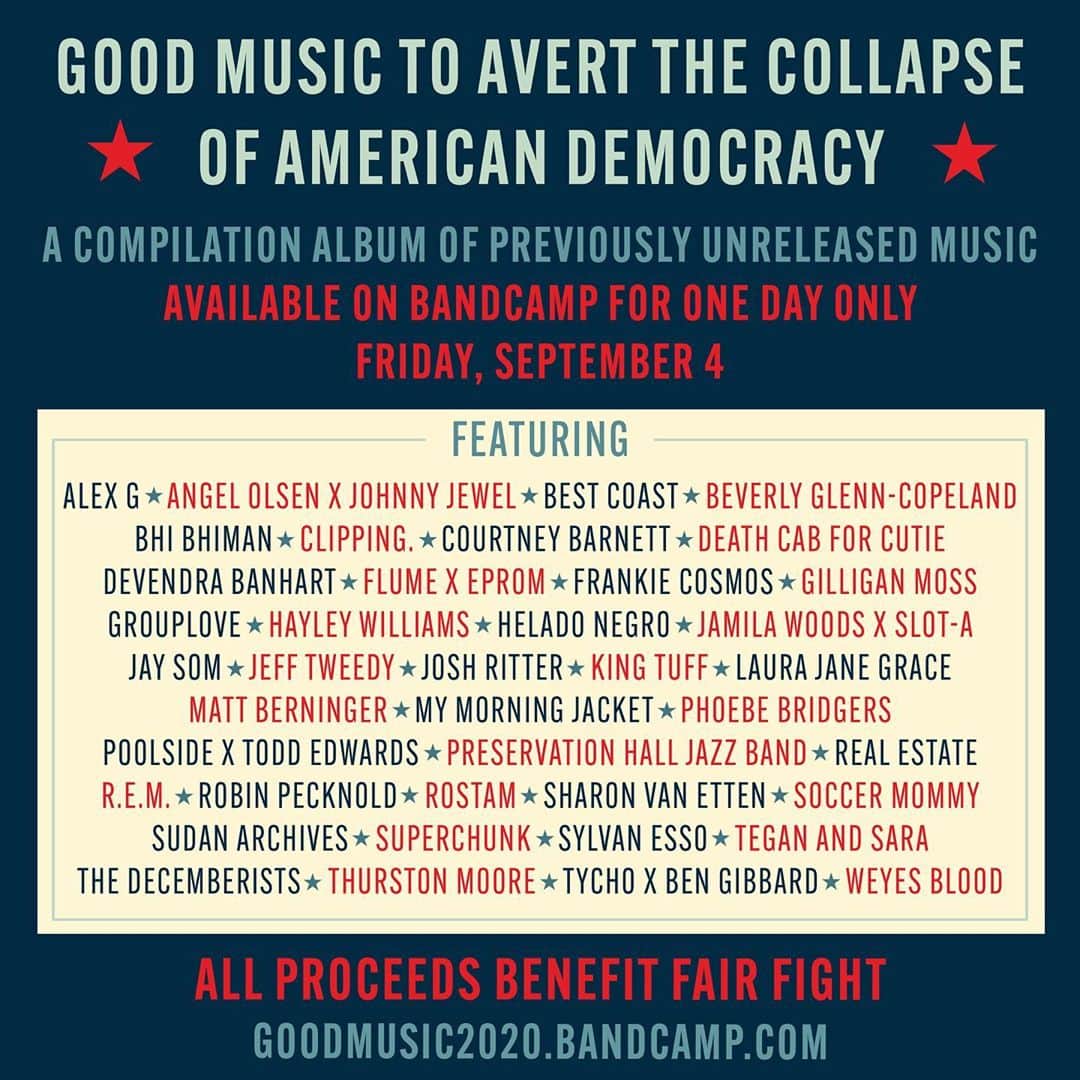 ヘイリー・ウィリアムスさんのインスタグラム写真 - (ヘイリー・ウィリアムスInstagram)「honored to be a part of ‘Good Music To Avert The Collapse Of American Democracy’ - a comp of previously unreleased songs by so many artists i love and admire, out ONE DAY ONLY this Friday 9/4 on @bandcamp! all net proceeds benefit @fairfightaction. link in bio.」9月3日 1時30分 - yelyahwilliams