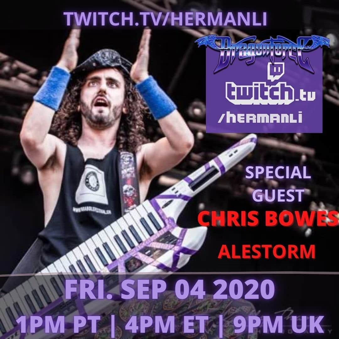 ハーマン・リさんのインスタグラム写真 - (ハーマン・リInstagram)「This Friday I’m bringing on special guest @hyperchrisz of @alestormofficial 🎹🎸🔥 Sam will also be on and may even just sing our spoof Alestorm song 🤣  Starting at the usual time at 1pm PT / 4pm ET / 9pm UK. Twitch.TV/HermanLi . . . . #Alestorm #ChristopherBowes #ChrisBowes #HermanLi #SamTotman #Spoof #Twitch #TwitchTV #DragonForce #Keytar #Livestream」9月3日 2時04分 - hermanli