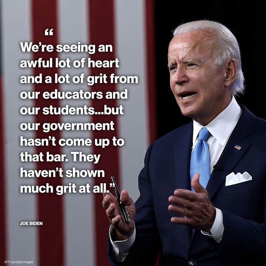 ABC Newsさんのインスタグラム写真 - (ABC NewsInstagram)「@[Joe Biden] criticizes Trump administration as districts nationwide struggle with school re-openings: "We're seeing an awful lot of heart and a lot of grit from our educators and our students...but our government hasn't come up to that bar." #joebiden #donaldtrump #schools #schoolreopenings #covid19 #coronavirus」9月3日 2時32分 - abcnews