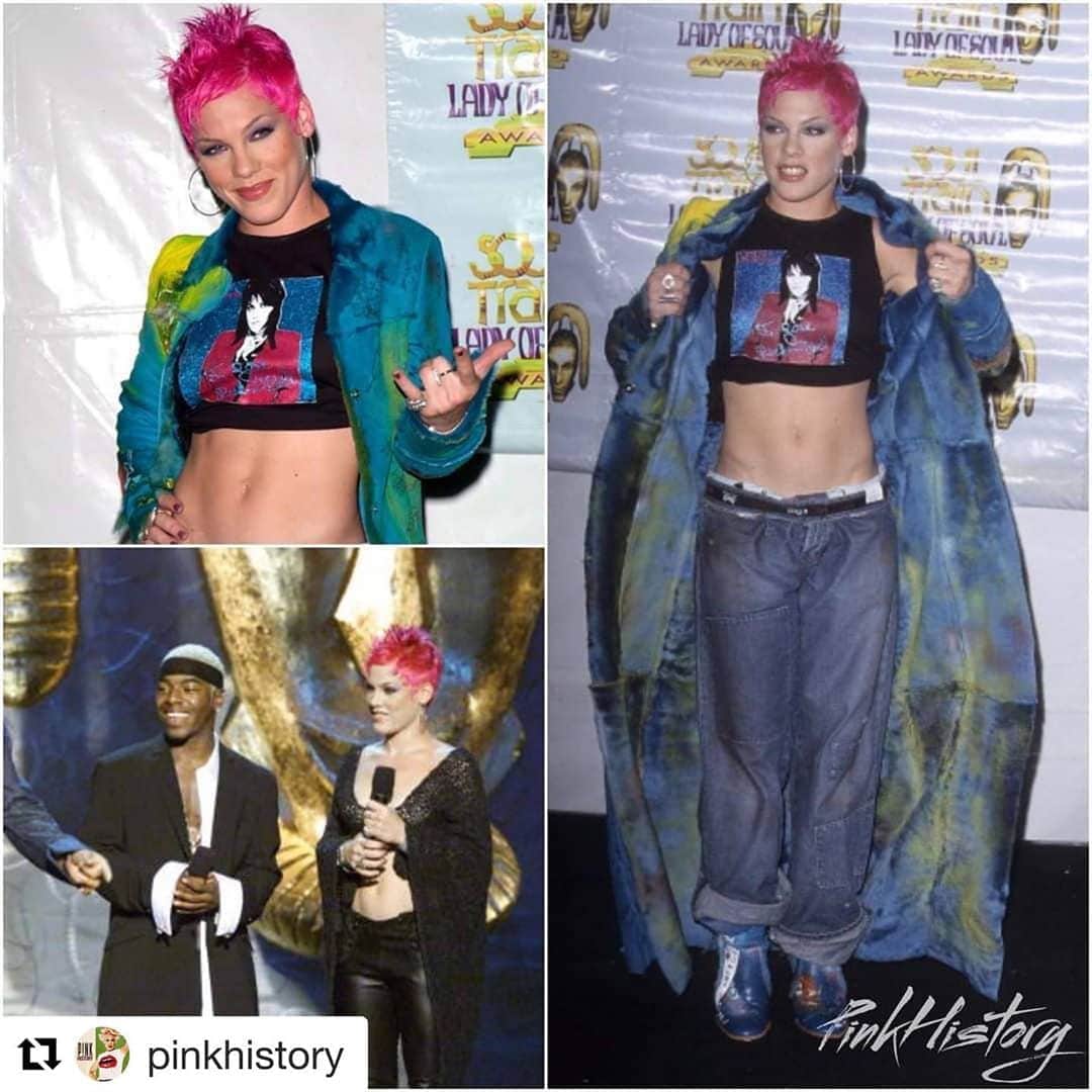 P!nk（ピンク）さんのインスタグラム写真 - (P!nk（ピンク）Instagram)「Ha! I still don’t own a belt #Repost @pinkhistory ・・・ On This Day in #PinkHistory 2nd September 2000 @Pink attended the Soul Train Awards」9月3日 3時11分 - pink