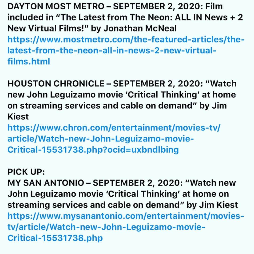 ジョン・レグイザモさんのインスタグラム写真 - (ジョン・レグイザモInstagram)「Big hits for #CriticalThinking」9月3日 4時00分 - johnleguizamo