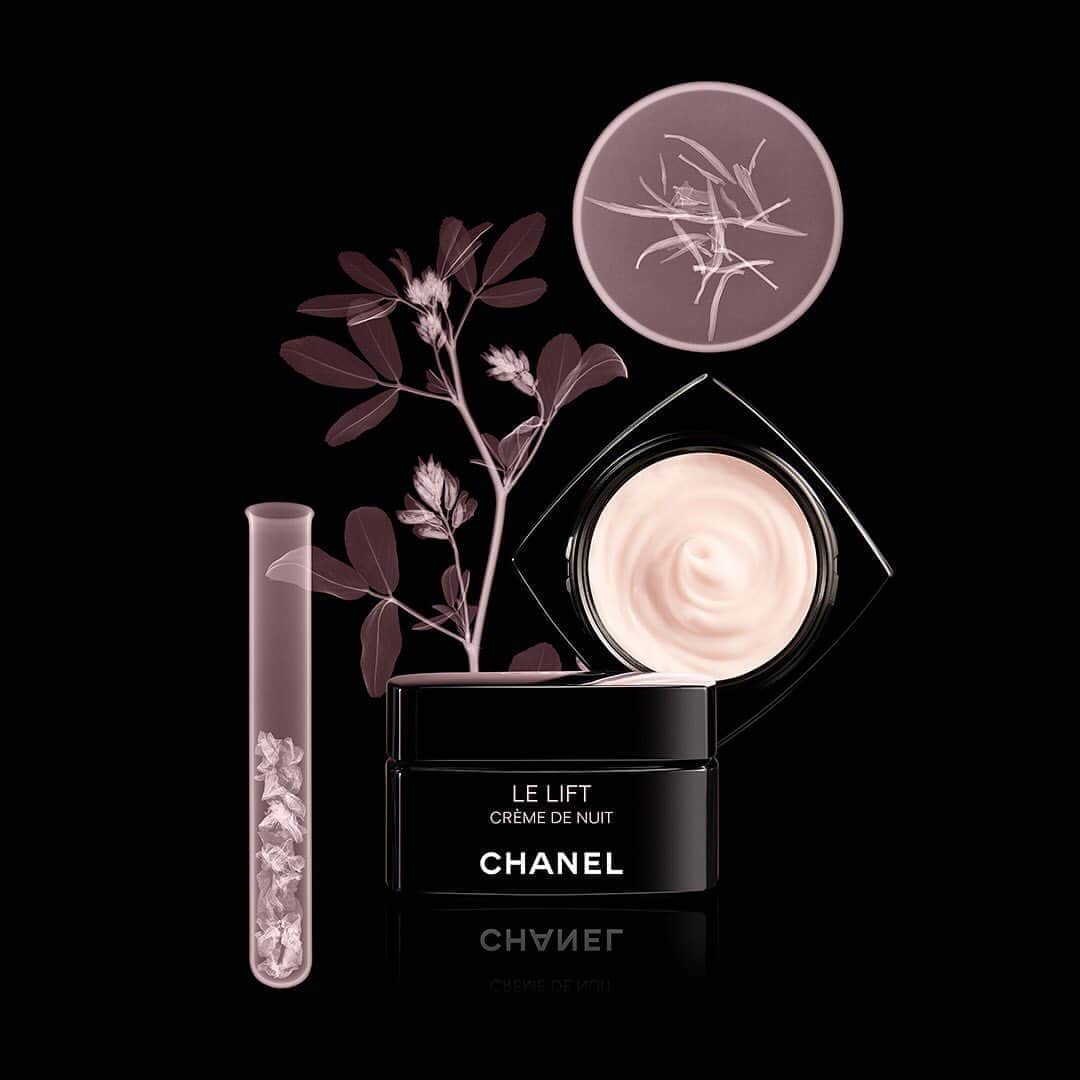のインスタグラム：「New LE LIFT Crème de Nuit boosts skin's repairing activity during the night. Combined with the Neuractive Night Complex, botanical alfalfa concentrate increases collagen I synthesis, diminishes skin stress and activates hyaluronic acid synthesis. #CHANELSkincare #LELIFT #LIFTYOURBEAUTY」