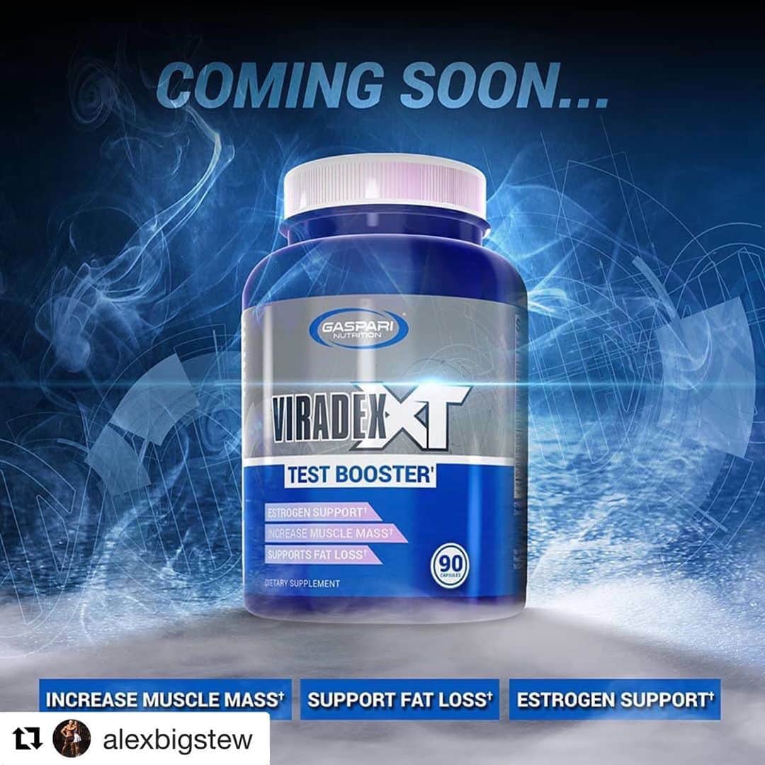 のインスタグラム：「#Repost @alexbigstew with @get_repost ・・・ Coming soon to the #GaspariNutrition product line, #Viradex!!💪 . . . Testosterone is the apex sex hormone in men. It's responsible for lean muscle mass gains and better athletic and sexual performance. Viradex XT employs Gaspari's unparalleled natural test booster blend, as well as estrogen blocking compounds, to help you increase lean muscle mass, shed body fat and minimize estrogenic side effects.   📈💪 Increase muscle mass 📉Lose fat 🛑 Potent estrogen blocker Available soon on GaspariNutrition.com #Gaspari #Proven #GaspariNutrition #TeamGaspari #Bodybuilding #Fitness #Workout #Exercise #Healthy #Testosterone #TestBooster #Muscle」