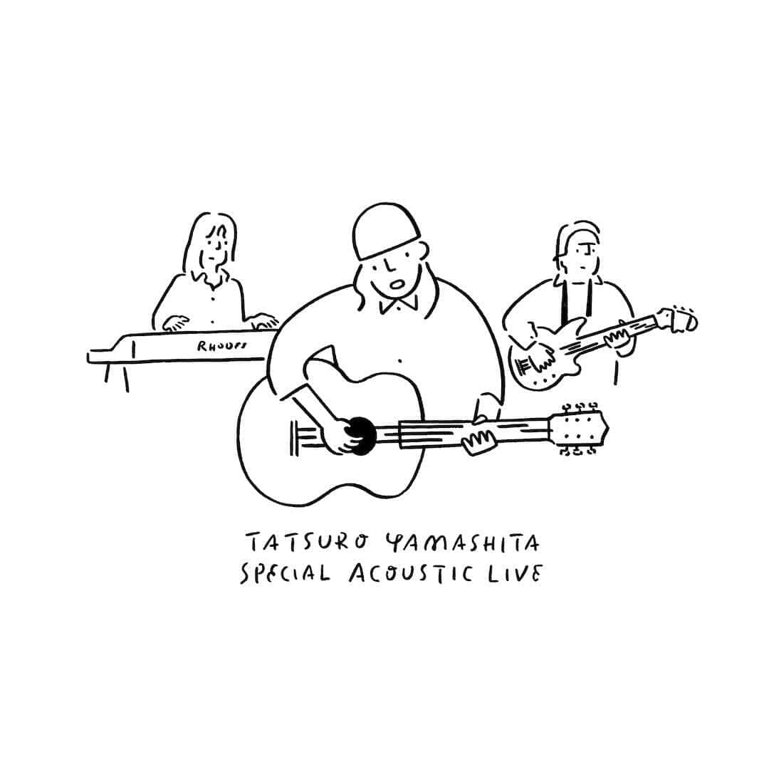 Yu Nagabaのインスタグラム：「『山下達郎 Special Acoustic Live展』のグッズイラストを描きました。 9/5から仙台PARCOで開始。その後、福岡、札幌、東京、名古屋、大阪を巡回予定です。  I drew an illustration for "Tatsuro Yamashita Special Acoustic Live Exhibition".  #山下達郎 #tatsuroyamashita #parco #kaerusensei #yunagaba #長場雄」