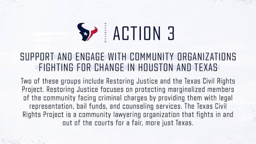 ヒューストン・テキサンズさんのインスタグラム写真 - (ヒューストン・テキサンズInstagram)「Commitment to change through action.」9月3日 11時35分 - houstontexans