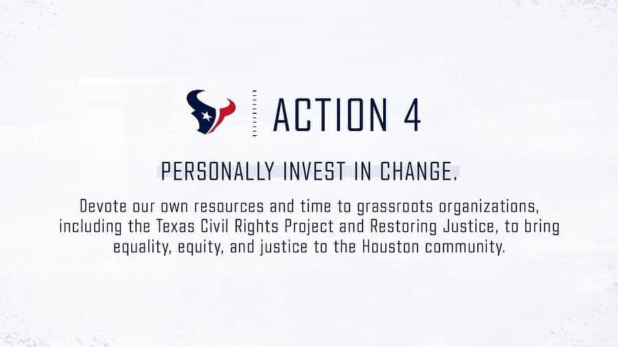 ヒューストン・テキサンズさんのインスタグラム写真 - (ヒューストン・テキサンズInstagram)「Commitment to change through action.」9月3日 11時35分 - houstontexans