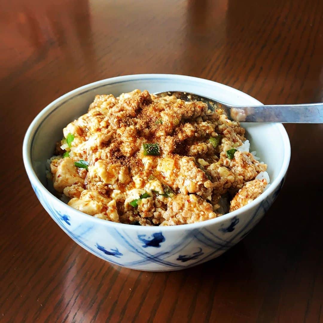 志摩有子さんのインスタグラム写真 - (志摩有子Instagram)「昨日の残りで麻婆豆腐丼。 追い花椒で香り良く。  #麻婆豆腐丼 #残りものごはん」9月3日 13時21分 - ariko418