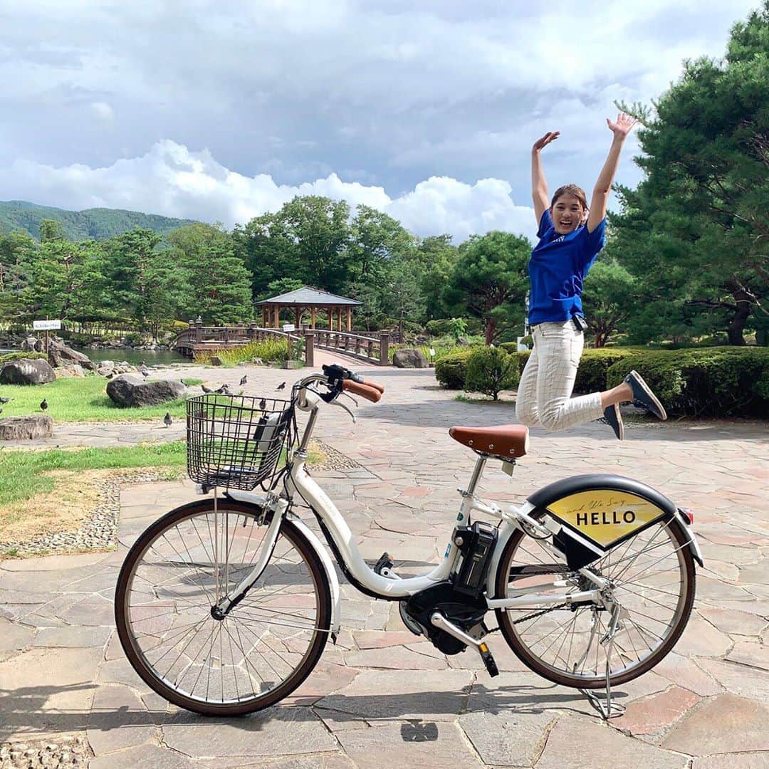 のインスタグラム：「. 自転車最高〜！！ サイクリング最高〜！！ . #信州アルプスフォトチャリー #松本市 #あがたの森公園  #自転車 #サイクリング #シェアサイクル #長野放送 #アナウンサー #汾陽美樹 @alps_photochally」