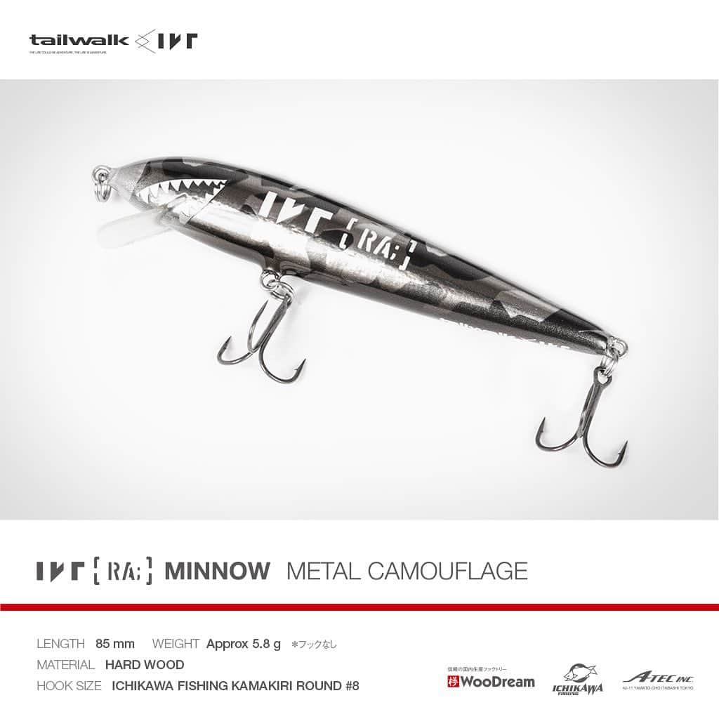 IKEさんのインスタグラム写真 - (IKEInstagram)「IKE [ RA; ] MINNOW : Metal Camouflage  世界中の魚を魅了すること. 天然素材ハードウッドによる浮力と飛距離, 基盤リップによるキレの良い動きは魚種を選ばず世界中の魚がターゲットになる. 斬新なルアーデザイン ＆ カラーは IKE が担当し, ルアーフィッシングブランド tailwalk が魚を刺激する機能を盛り込む.  ご購入頂いた方には、#tailwalk x #IKE オリジナルステッカー & ピンバッジをプレゼント ! 販売については, 全国のテイルウォーク取扱釣具店にお問い合わせください. 数量限定販売のプロダクトとなります!  #ikeproject #ike_project #tailwalk #ra #reachforadventure @tailwalk_japan @i_k_e_spyair @woodream_japan @ichikawafishing」9月3日 14時46分 - ike1984official