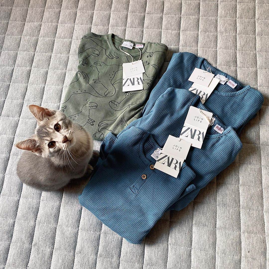 rats1316のインスタグラム：「・ もう朝晩はすっかり寒い札幌。 半袖のパジャマはもう終わりかなってことで新しいパジャマと凱さん。 ・ ・ ・ #パジャマ#リブパジャマ#こどものいる暮らし#札幌ママ#北海道ママ」