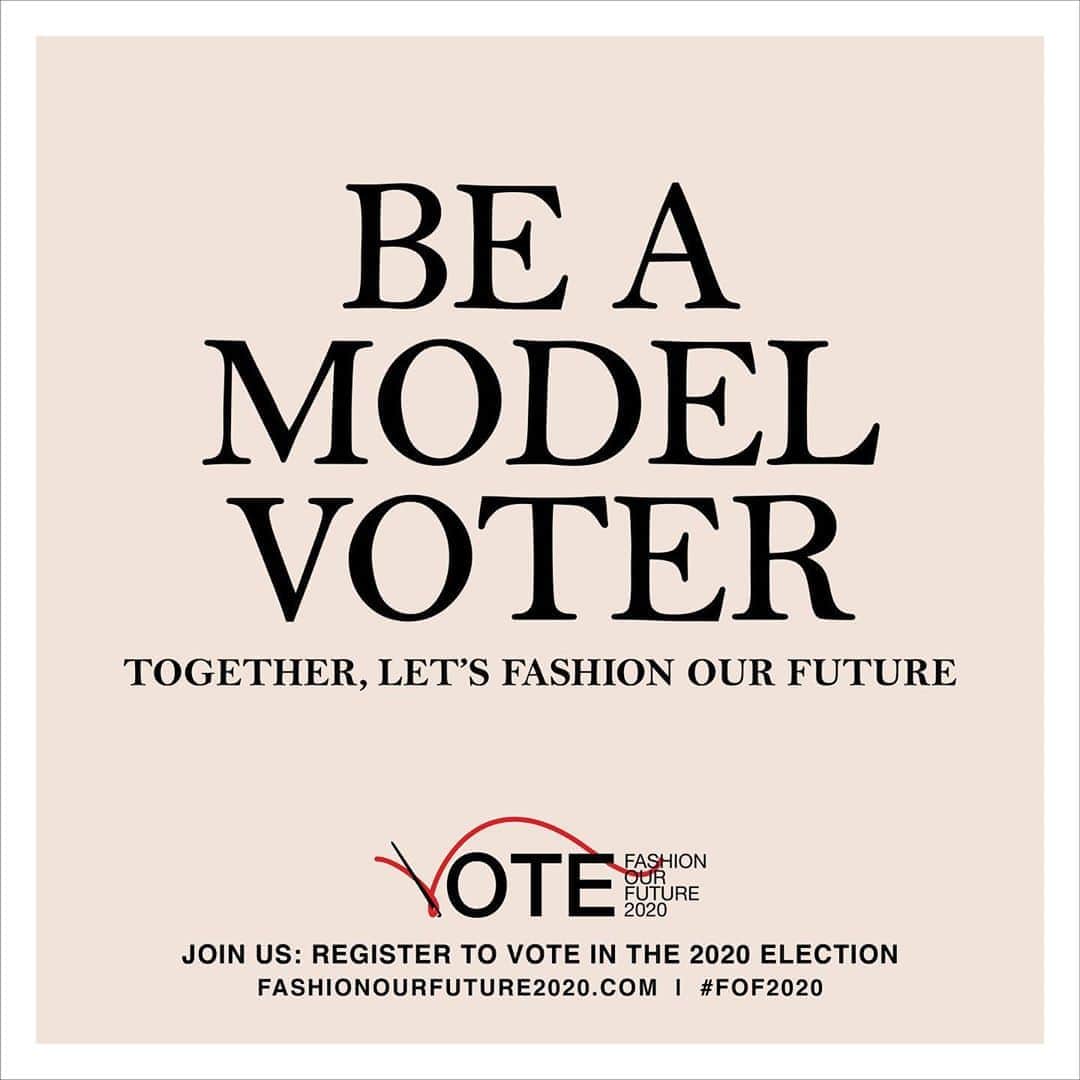 Fashion Weekのインスタグラム：「Your vote is your voice. Starting today, we’re joining forces with @FashionOurFuture2020 and @VotoLatino to register ONE MILLION voters across the United States in advance of the most important election of our lifetime. Together, we can create a legacy that is bigger than any one fashion week, runway show or collection. Follow @FashionOurFuture2020 and tap the link in bio to learn more.  #FOF2020 #FashionOurFuture2020 #ModelVoter」