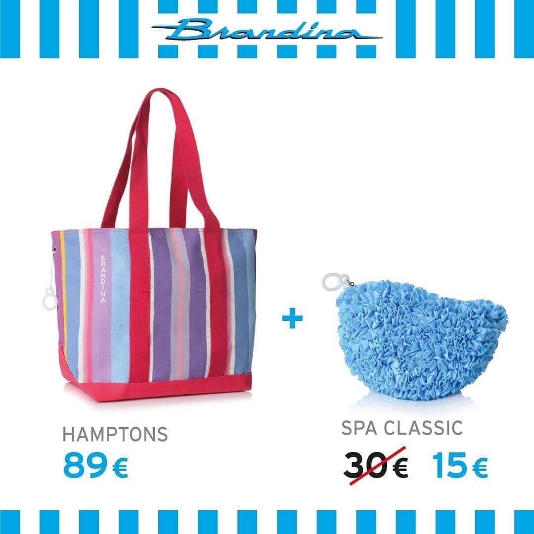のインスタグラム：「Acquista una borsa a scelta tra Canvas Bag, Hamptons o Beach Bag e la nostra SPA Classic la paghi la metà.  Clicca nel link in bio per acquistare.  #brandinatheoriginal #promotion #summervibes #brandina #promo」