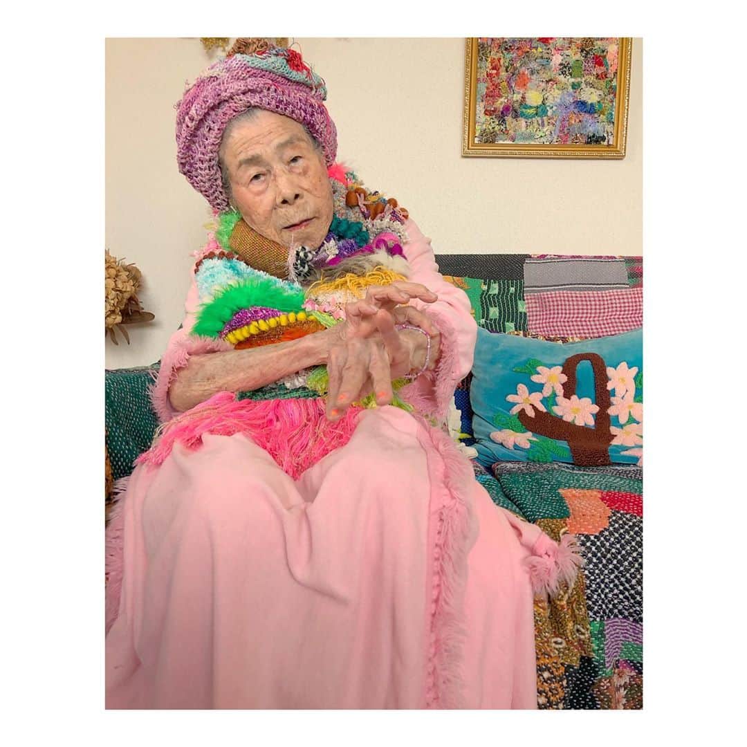 森千波さんのインスタグラム写真 - (森千波Instagram)「#tgcemk  . . . .  #1000weave#weaving#yarn#knit#cotton#new#grandma#97yearsold#happy#handmade#model#fashion#ootd」9月3日 20時06分 - 1000wave